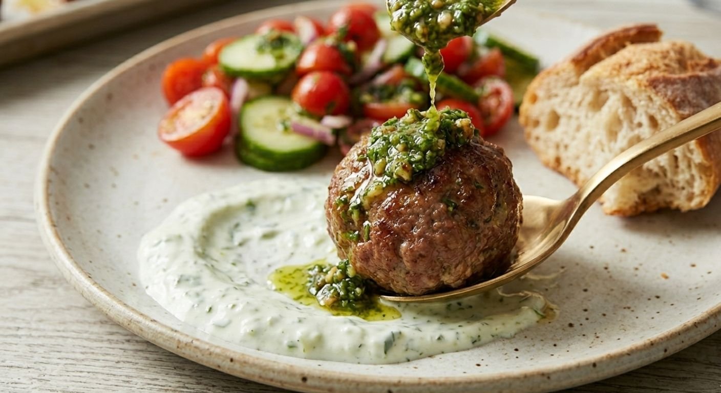 Sheet Pan Meatballs and Salad