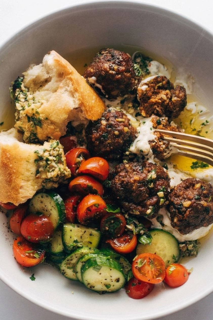 Sheet Pan Meatballs and Salad